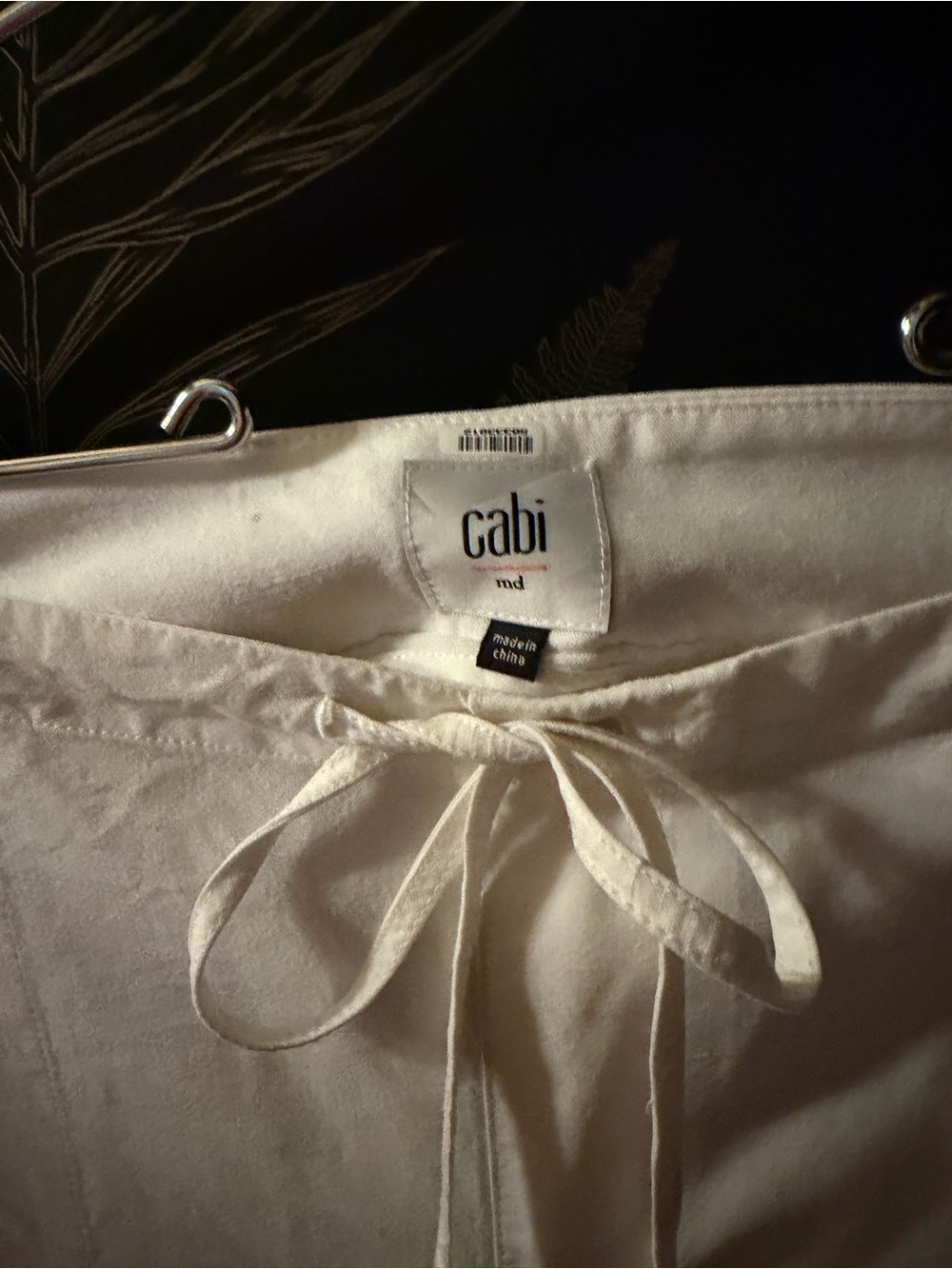 CAbi White Drawstring Boot Cut Linen Pants - Picture 2 of 3